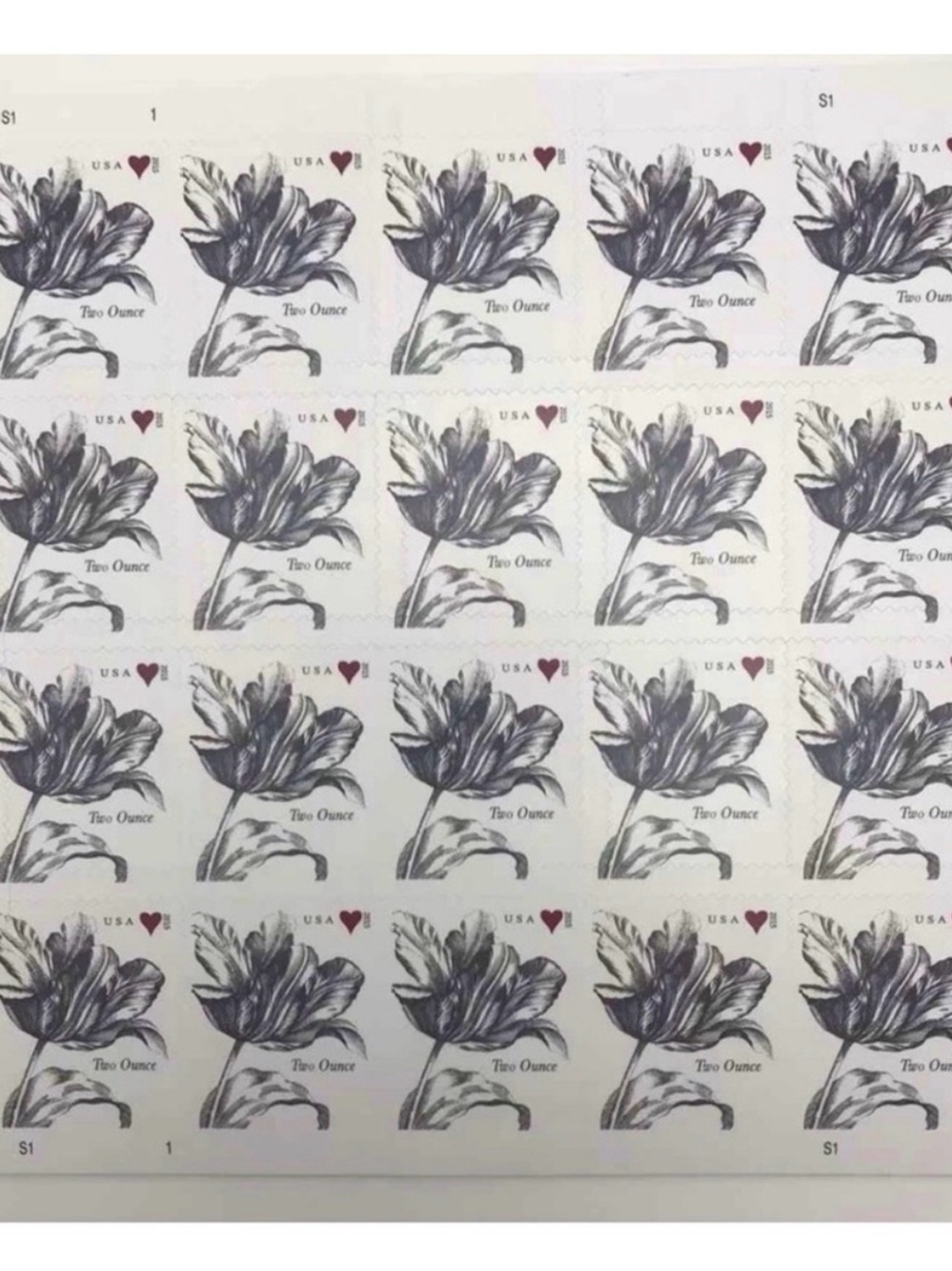 60 stamps 2 oz Elegant Black Floral Stamp Sheet - Home Design Accent